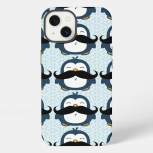 Penguin Mustache Trend Pattern iPhone 13 Case