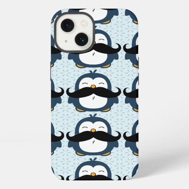 Penguin Mustache Trend Pattern iPhone Case (Back)