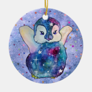 Penguin named Button Ceramic Ornament