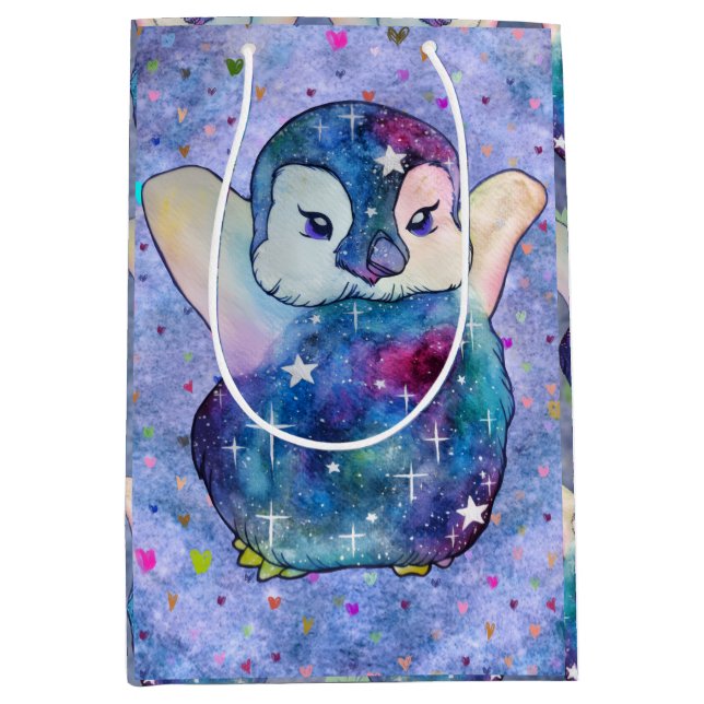 Penguin named Button Medium Gift Bag (Front)