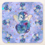 Penguin named Button Square Paper Coaster<br><div class="desc">The Lucky Charms they are a group of very lucky and cute Friends of Animals with beautiful and colorful patterns spreading luck as they go along the road of happy life journey. Hi I'm a Penguin from the universe of luck and my name is Button just like the lucky button...</div>
