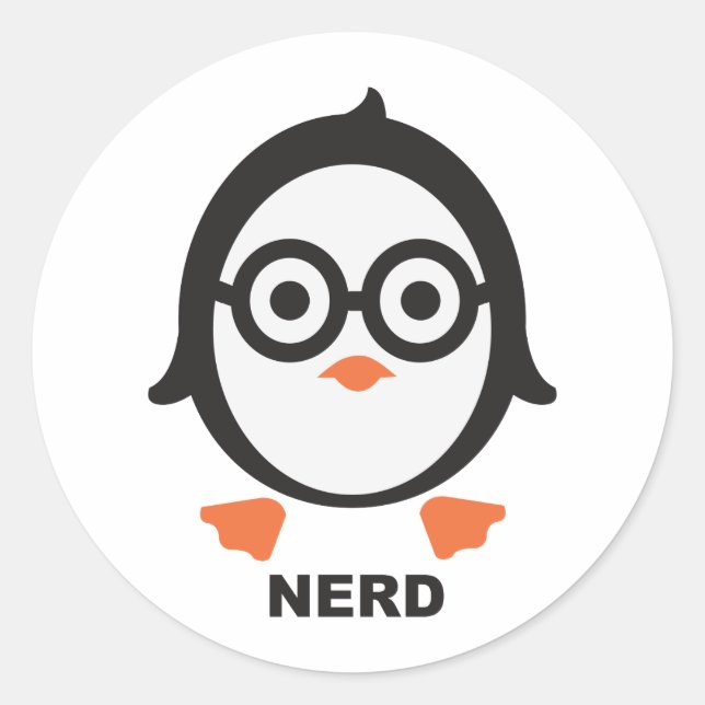 penguin - nerd classic round sticker (Front)