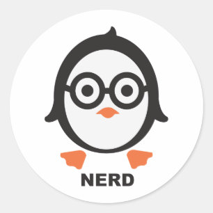 penguin - nerd classic round sticker