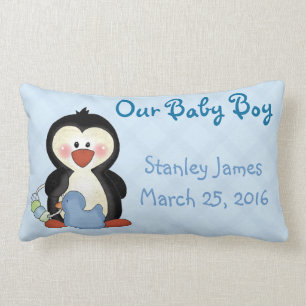 Penguin New Baby Boy Pillow