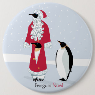 Penguin Noel 6 Inch Round Button