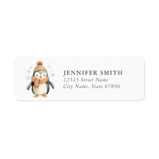 Penguin Noël Retourner l'adresse Étiquettes (Devant)
