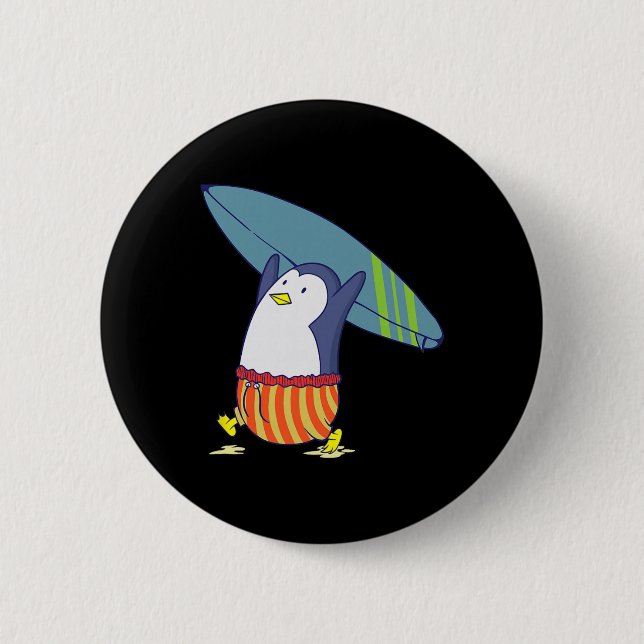 Penguin Nothing Is Better Than Surfing  2 Inch Round Button (Front)