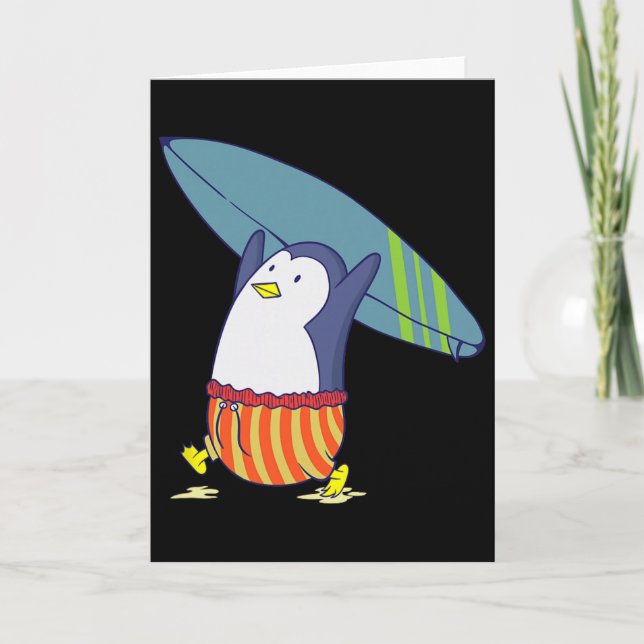 Penguin Nothing Is Better Than Surfing  Card (Front)