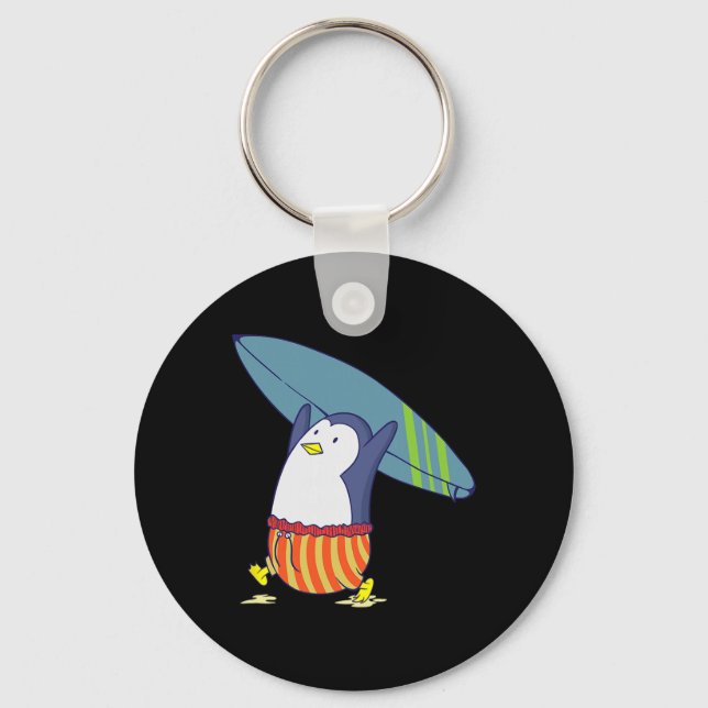 Penguin Nothing Is Better Than Surfing  Keychain (Front)