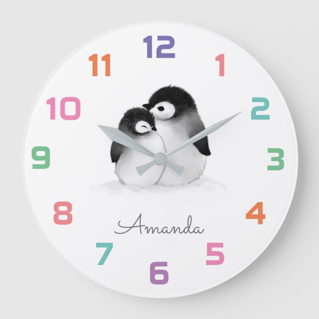 Penguin Nursery Decor Wall Clock (Front)