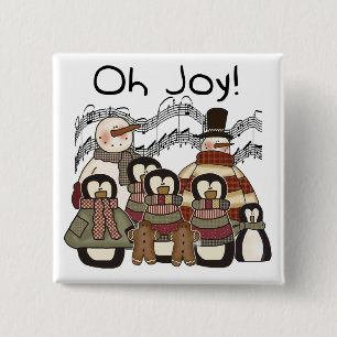 Penguin Oh Joy Christmas Tshirts and Gifts 2 Inch Square Button