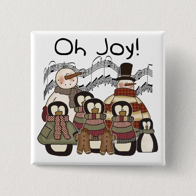 Penguin Oh Joy Christmas Tshirts and Gifts 2 Inch Square Button (Front)