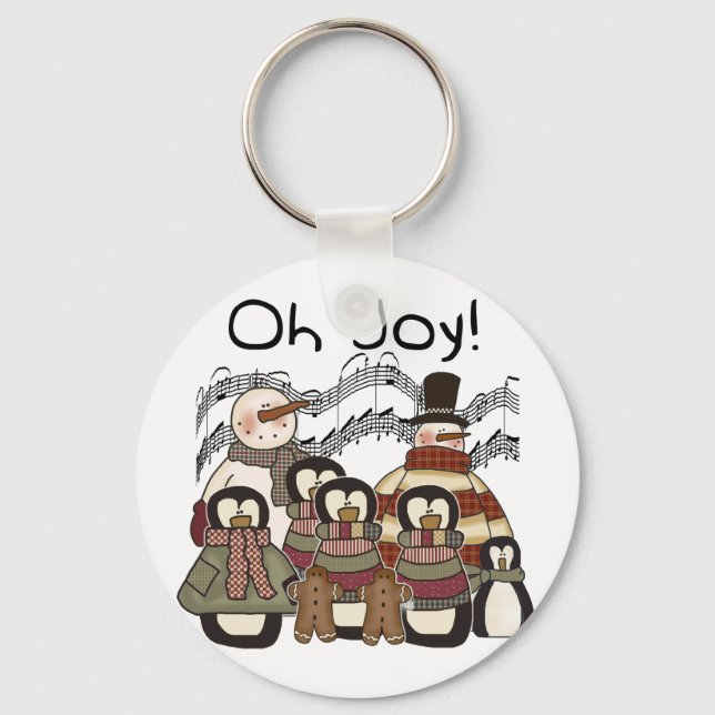 Penguin Oh Joy Christmas Tshirts and Gifts Keychain (Front)