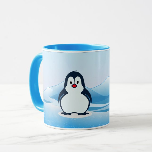 Penguin on Frigid Landscape Design Coffee Mug (Front Left)