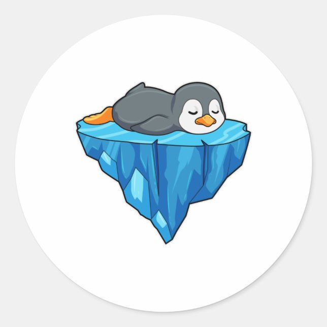 Penguin on Ice floe Classic Round Sticker (Front)