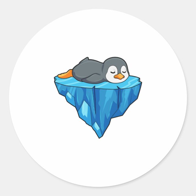 Penguin on Ice floe Classic Round Sticker (Front)