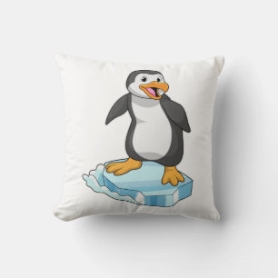Penguin on Ice floe Throw Pillow