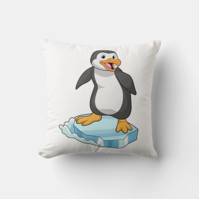 Penguin on Ice floe Throw Pillow (Front)
