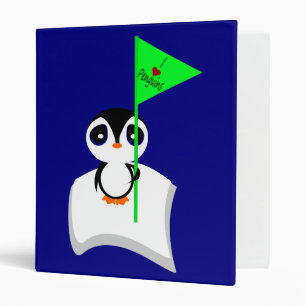 Penguin On Iceberg Holding I Heart Penguins Sign Binder