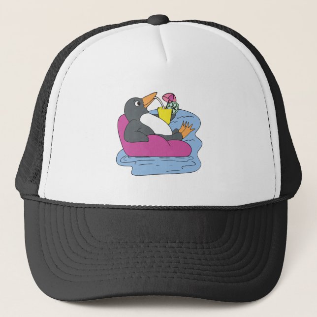 penguin on vacation trucker hat (Front)