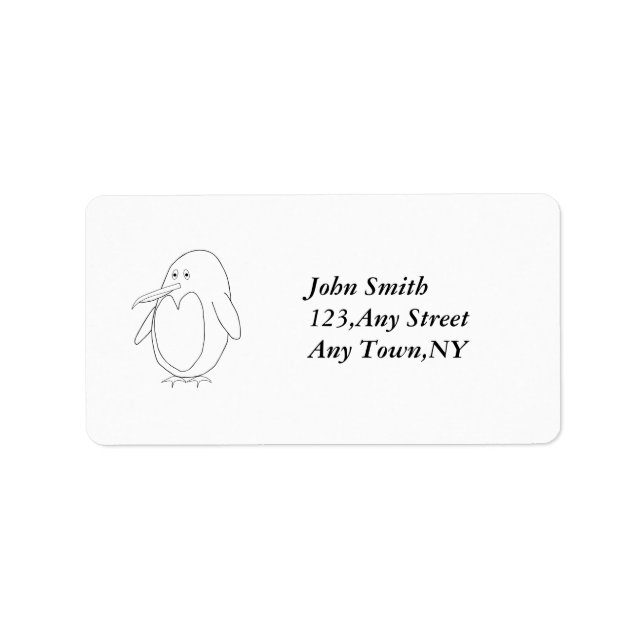 Penguin Outline Address Label Template (Front)