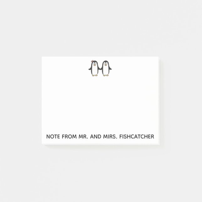 Penguin Pair Personalize Post-it Notes (Front)