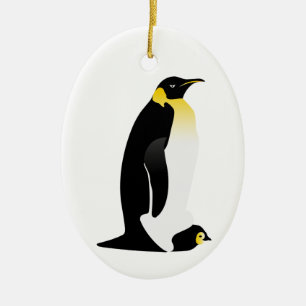 Penguin parent with his baby ceramic ornament