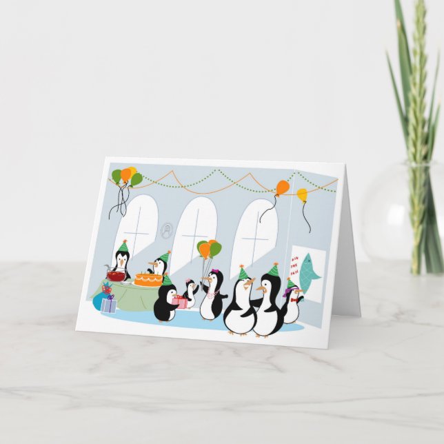 Penguin Party Birthday Card (Front)