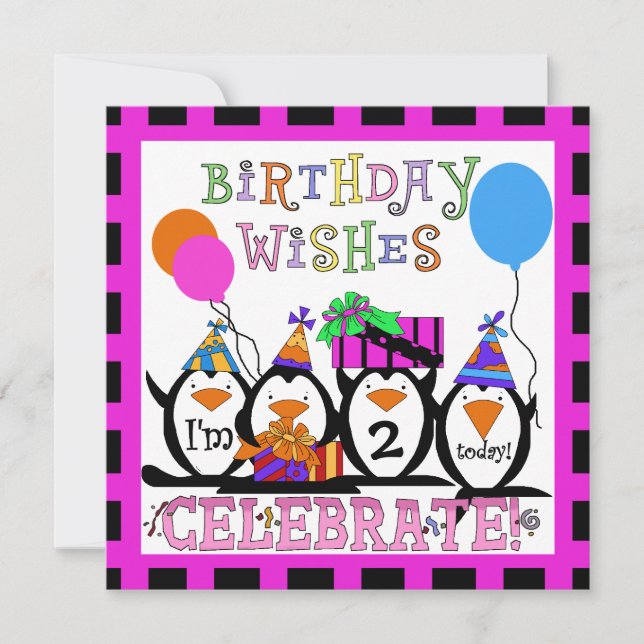 Penguin Party Customized Birthday Invitations (Front)