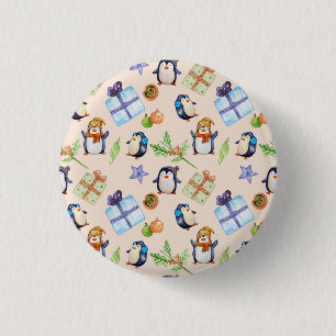 Penguin party – festive winter fun 1 inch round button