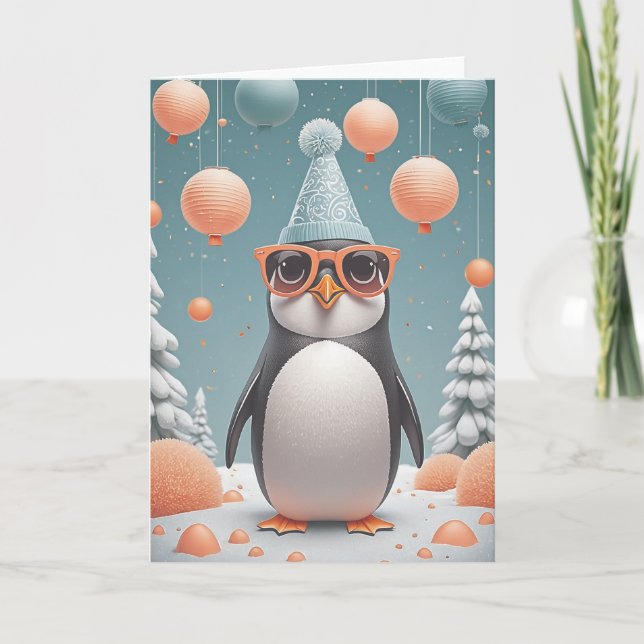 Penguin Party Wishes Card (Front)