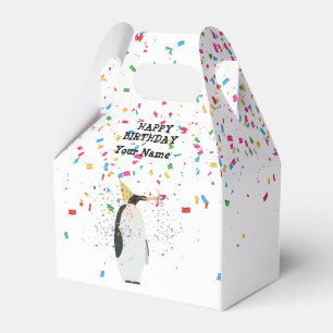 Penguin Partying - Animals at Birthday Party Favor Box