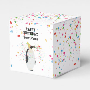 Penguin Partying - Animals at Birthday Party Favor Box