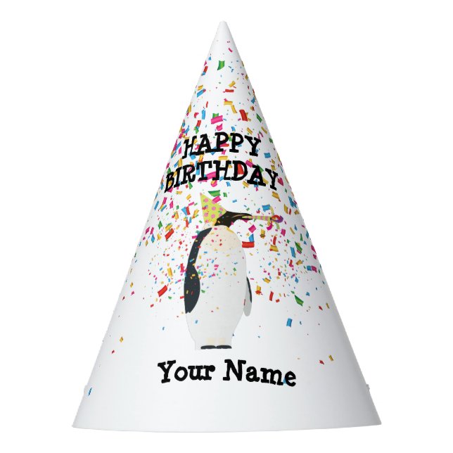 Penguin Partying - Animals at Birthday Party Hat (Front)