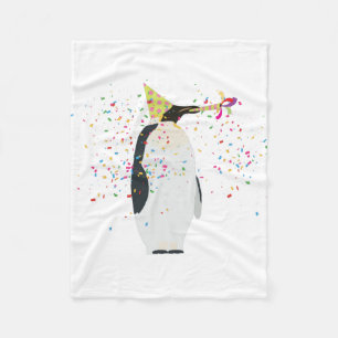 Penguin Partying - Animals Having a Party Fleece Blanket