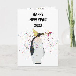 Penguin Partying - Animals  Holiday New Years Card