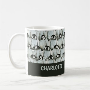 Penguin Pattern Black and White Cute Personalized Coffee Mug