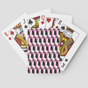 Penguin Pattern Pink Black White Playing Cards