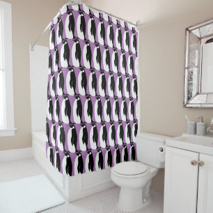 Penguin Pattern Purple Black White