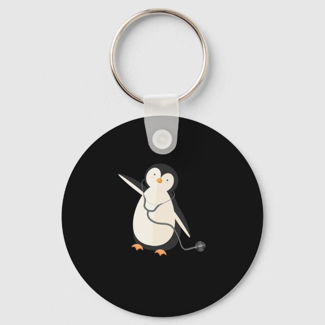Penguin Pediatrician Surgeon Doctor Medicine Gift Keychain (Front)