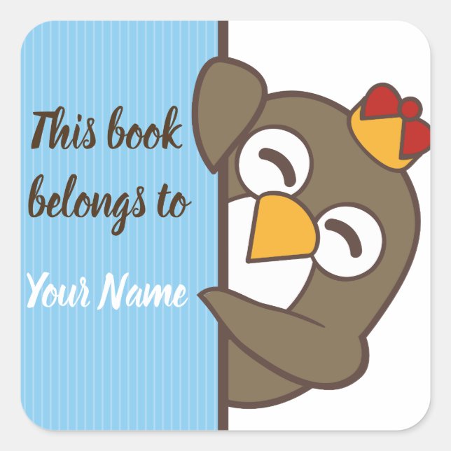Penguin Personalized Bookplate Sticker (Front)