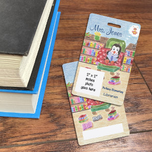 Penguin personalized school librarian ID badge