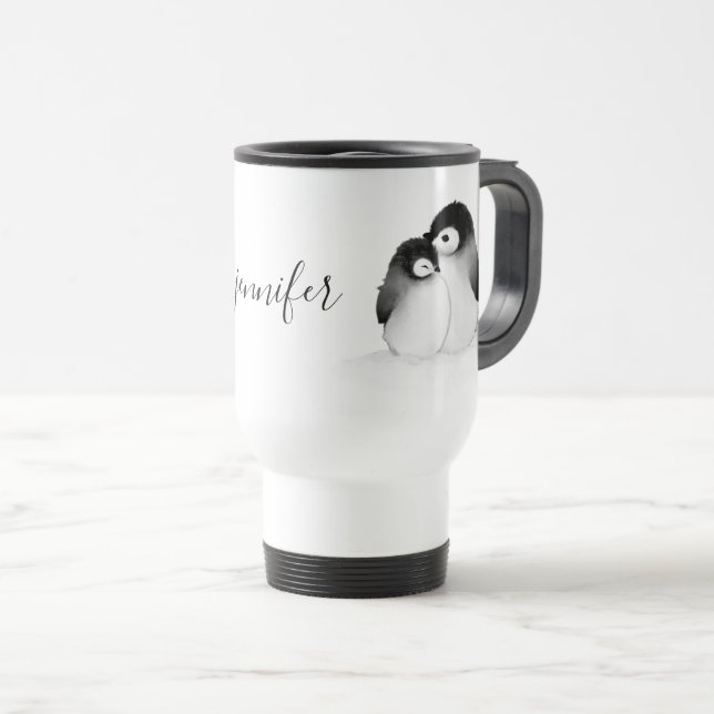 Penguin Personalized Travel Mug (Front Right)