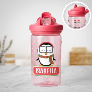 Penguin Personalized Water Bottle with Timeline