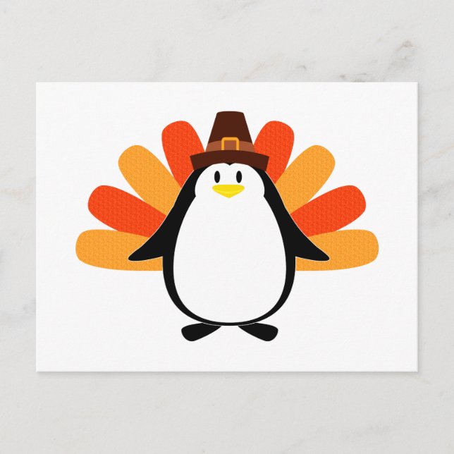 Penguin Pilgrim Turkey mash-up Postcard (Front)