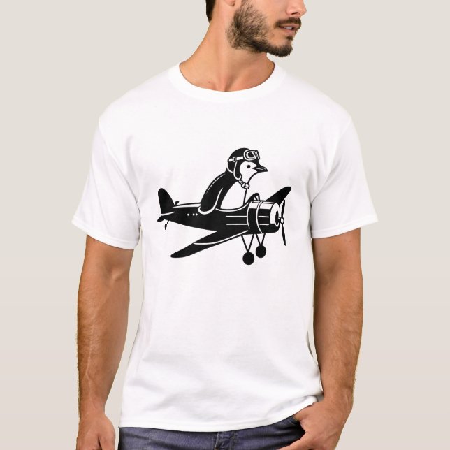 Penguin pilot plane flying flight license T-Shirt (Front)