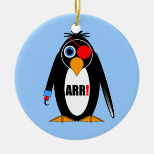 penguin pirate ceramic ornament