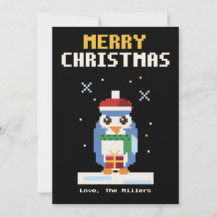 Penguin Pixel Art Christmas Card