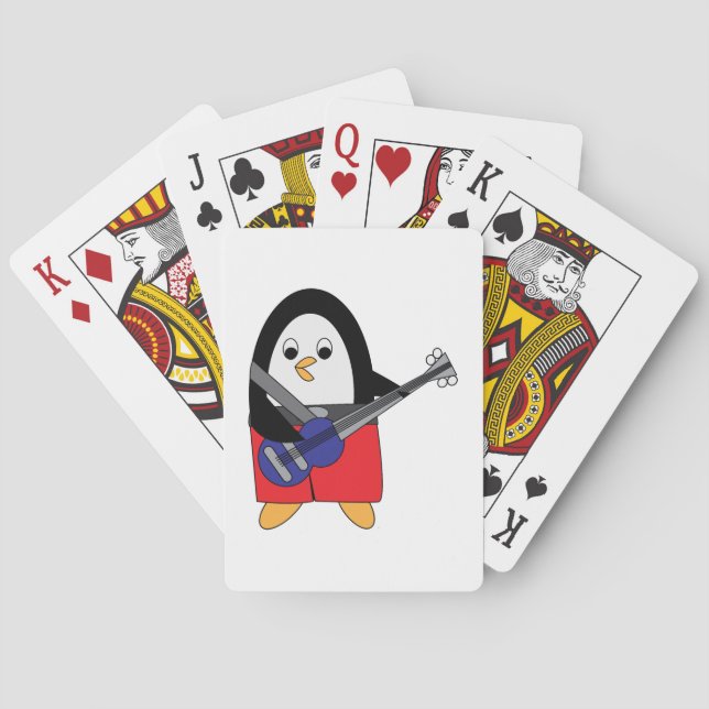 Penguin Playing Bass Guitar Cards (Back)