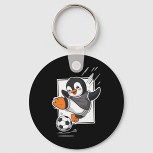 Penguin Playing Soccer Kicking Football Cute Carto Keychain